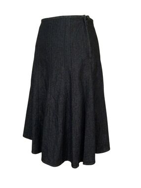 Westbound A-Line Denim Midi Skirt- Dark Wash